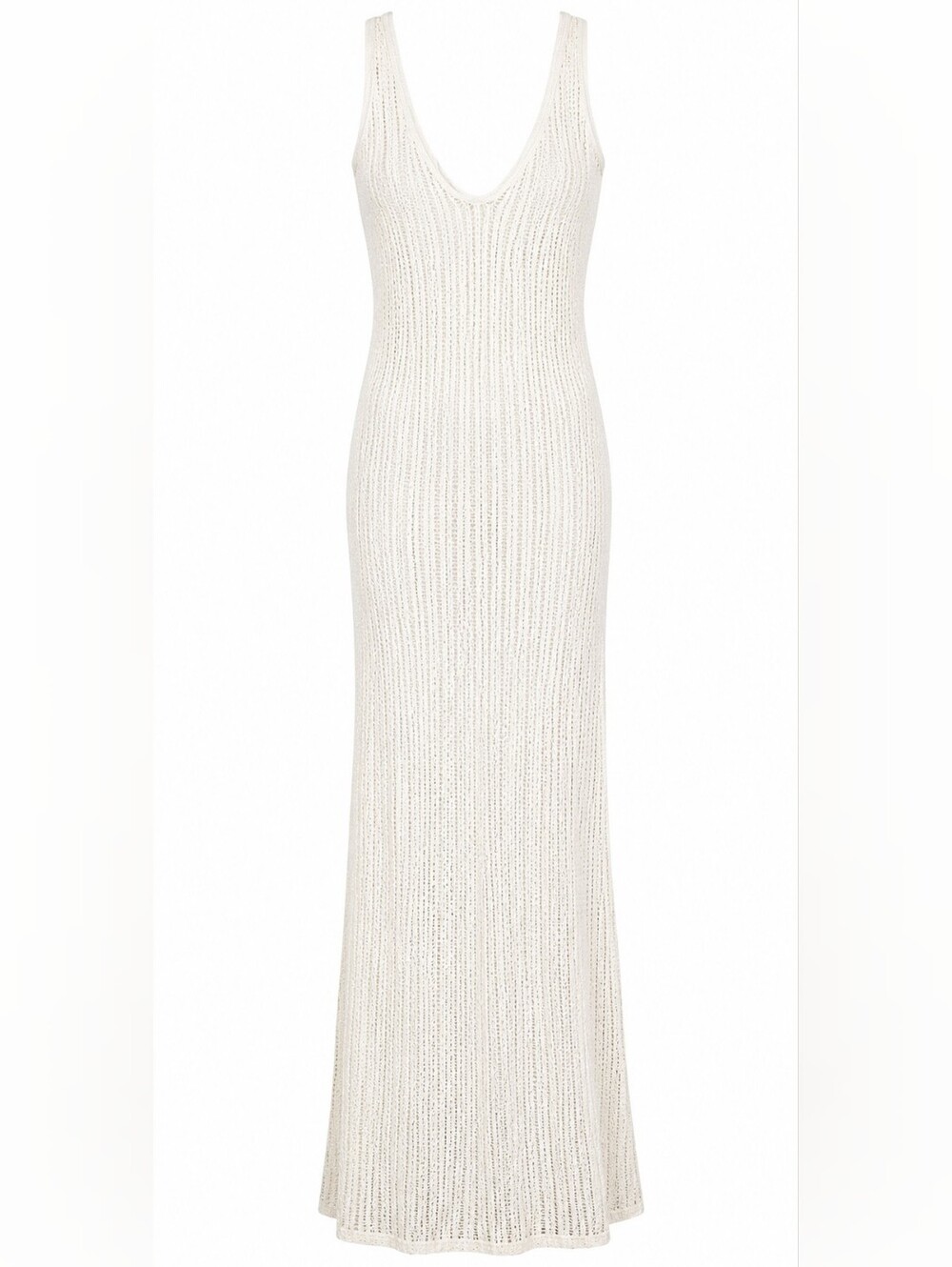 Shade & Shore XL 16 White Crochet Knit Maxi Swim Cover Up Dress NWT Festival